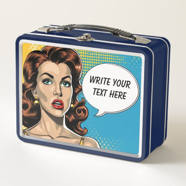 Retro Anpassbarer weiblicher Text Metall Brotdose (Vorderseite)