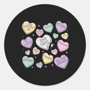 Retro Anti-Valentine Candy Vintag Heart Liebe Sind Runder Aufkleber