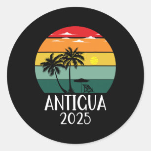 Retro Antigua 2025 Family Trip Group Vacation Matc Runder Aufkleber
