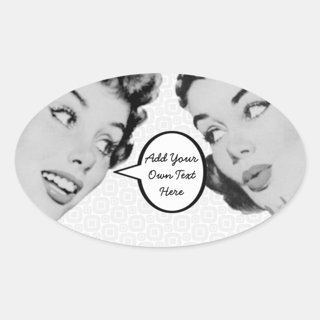 Retro-Anweisung Ovaler Aufkleber (Vorderseite)