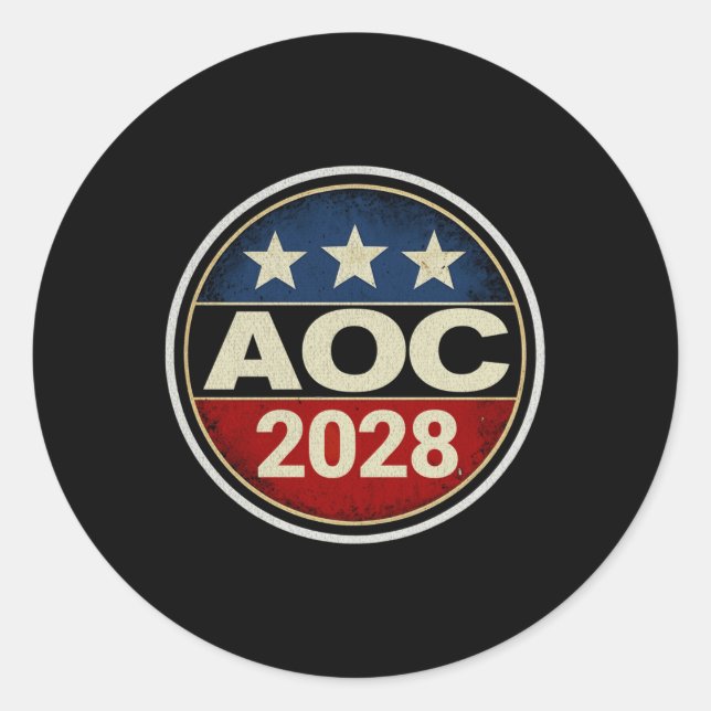 Retro Aoc 2028 Kampf Oligarchie Protest Résist Ber Runder Aufkleber (Vorderseite)