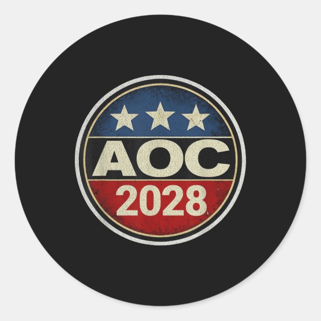 Retro Aoc 2028 Kampf Oligarchie Protest Résist Ber Runder Aufkleber (Vorderseite)