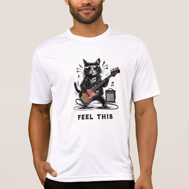 *~* Retro AP91 Bass Guitar Music Cat Player T-Shirt (Vorderseite)