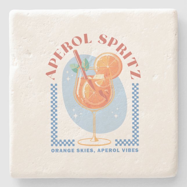 Retro Aperol Spritz Summer Cocktail Vibe Steinuntersetzer (Vorderseite)
