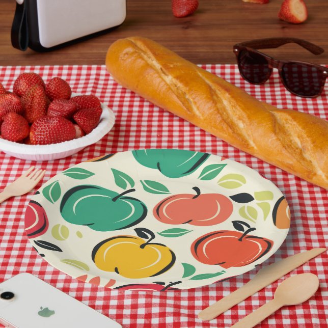 Retro Apfelplantage Ernte Picknick Pappteller (Picknick)