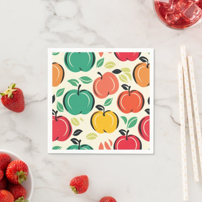 Retro Apple Orchard Harvest Party Serviette (Beispiel)
