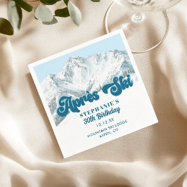 Retro Apres Ski Winter Mountain Birthday Party Serviette