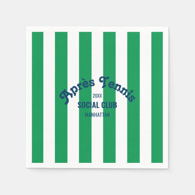 Retro Après Tennis Social Club Green Stripe  Serviette (Vorderseite)