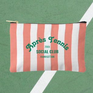 Retro Après Tennis Social Club Rosa Streifen Zubehörtasche