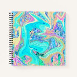 Retro Aqua Blue Liquid Art on Abstrakt Hydrangeas Notizbuch