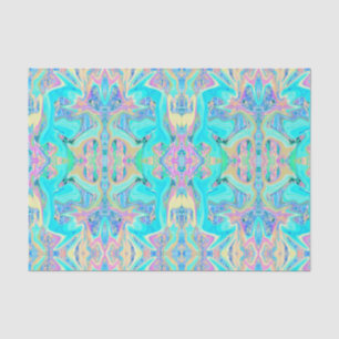 Retro Aqua Blue Liquid Art on Abstrakt Hydrangeas Seidenpapier