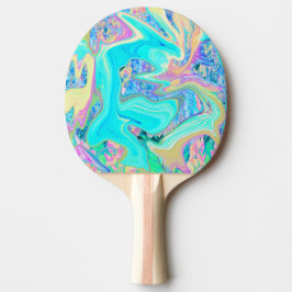Retro Aqua Blue Liquid Art on Abstrakt Hydrangeas Tischtennis Schläger