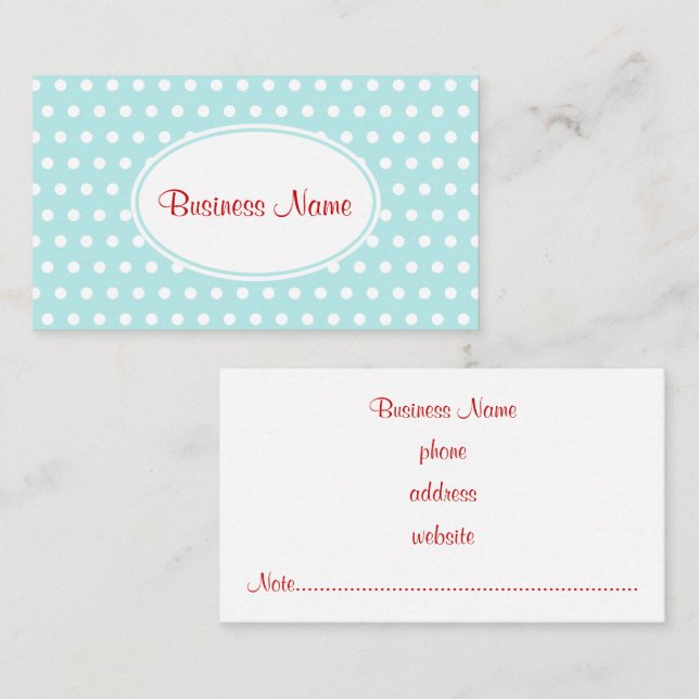 Retro Aqua Business Card Visitenkarte (Vorne/Hinten)