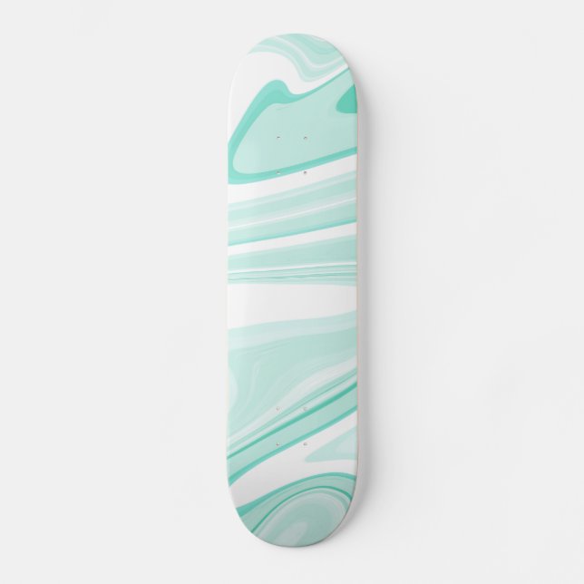 Retro Aqua Green Swirl Liquid Painting Ästhetik Skateboard (Vorderseite)