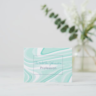 Retro Aqua Green Swirl Liquid Painting Ästhetik Visitenkarte
