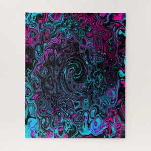 Retro Aqua Magenta und Abstrakter Schwarzer Swirl