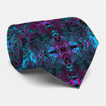 Retro Aqua Magenta und Abstrakter Schwarzer Swirl