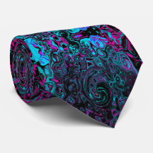 Retro Aqua Magenta und Abstrakter Schwarzer Swirl