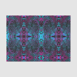Retro Aqua Magenta und Abstrakter Schwarzer Swirl Seidenpapier