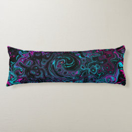 Retro Aqua Magenta und Abstrakter Schwarzer Swirl Seitenschläferkissen