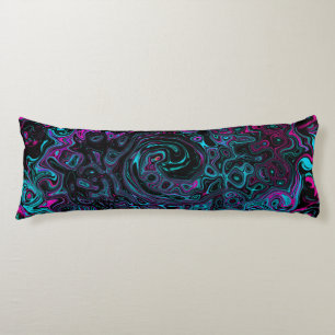 Retro Aqua Magenta und Abstrakter Schwarzer Swirl Seitenschläferkissen