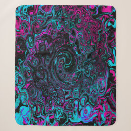 Retro Aqua Magenta und Abstrakter Schwarzer Swirl Sherpadecke