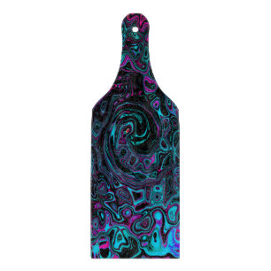 Retro Aqua Magenta und schwarze abstrakte Spirale Schneidebrett