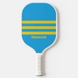 Retro Aqua Reef Drei Streifen mit Namen Pickleball Schläger
