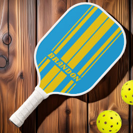 Retro Aqua Reef Dualboard Streifen mit Namen Pickleball Schläger