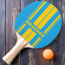 Retro Aqua Reef Streifen mit Namen Tischtennis Schläger