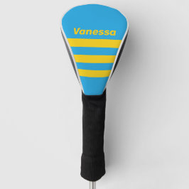 Retro Aqua Reef Three Across Stripes with Name Golf Headcover