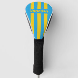 Retro Aqua Reef Three Pin Stripes with Name Golf Headcover