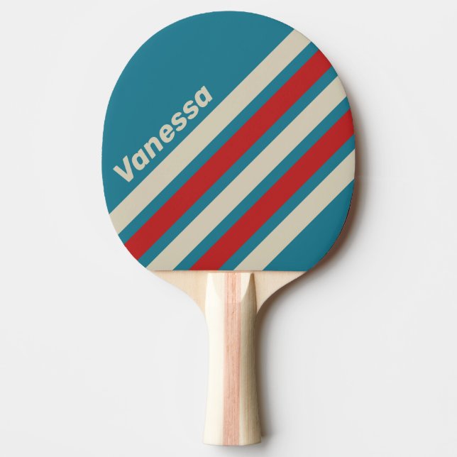 Retro Aqua Surf Angled Striping with Name Tischtennis Schläger (Vorderseite)