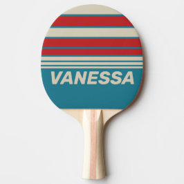 Retro Aqua Surf Horizon Striping with Name Tischtennis Schläger