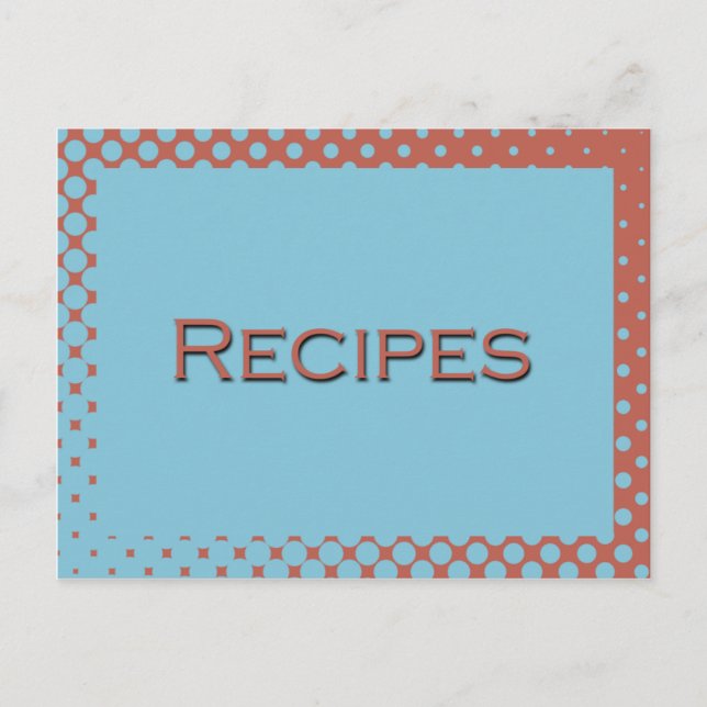 Retro-Aqua und rosa Rezept-Karte Postkarte (Vorderseite)