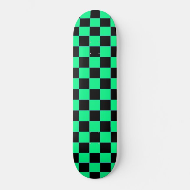 Retro Aqua und schwarzer SchachbrettSkateboard Skateboard (Vorderseite)