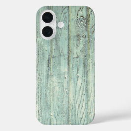 Retro Aqua Wood iPhone 16 Hülle
