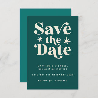 Retro Aquamarin Boho Einfache Save the Date-Karte Save The Date