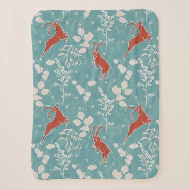 Retro Aquamarin Capricorn Zodiac Festivum Tier Sherpadecke (Vorderseite)