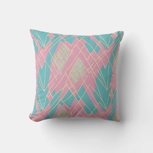Retro Aquamarin rosa Kissen (Vorderseite)