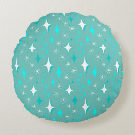 Retro Aquamarin und White Star Muster Rundkissen Rundes Kissen