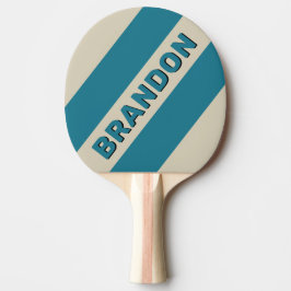 Retro Aquamarine Drei fette Streifen mit Namen Tischtennis Schläger