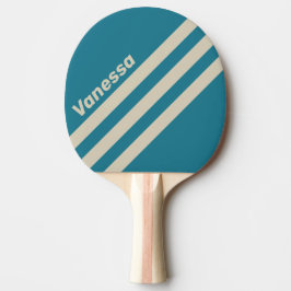 Retro Aquamarine Three Angled Striping with Name Tischtennis Schläger