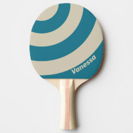 Retro Aquamarine Three Circle Stripe with Name Tischtennis Schläger