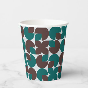 Retro-Aquamarine und braune Bio Formen Pappbecher