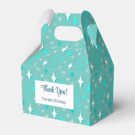 Retro Aquamarine weiße Atomstars Editable Vielen D Geschenkschachtel