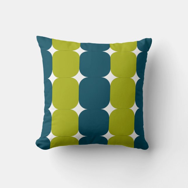 Retro aquamarines u. Chartreuse Kissen (Vorderseite)