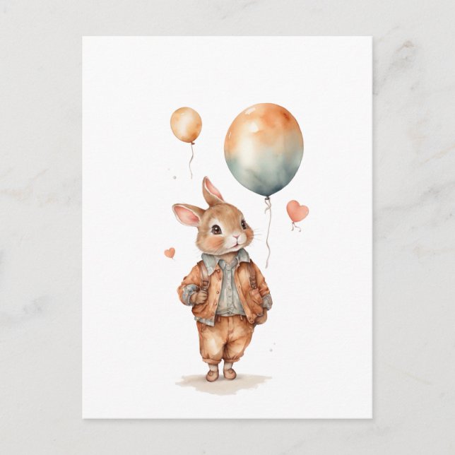 Retro Aquarell Kleiner Sonnenjunge mit Ballons Postkarte (Vorderseite)