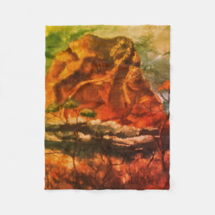 Retro-Aquarell von Haystack Rock Fleecedecke