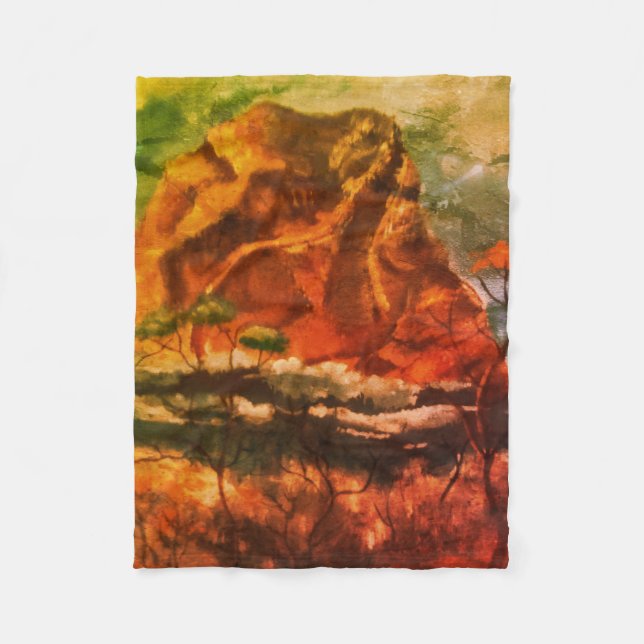 Retro-Aquarell von Haystack Rock Fleecedecke (Vorderseite)